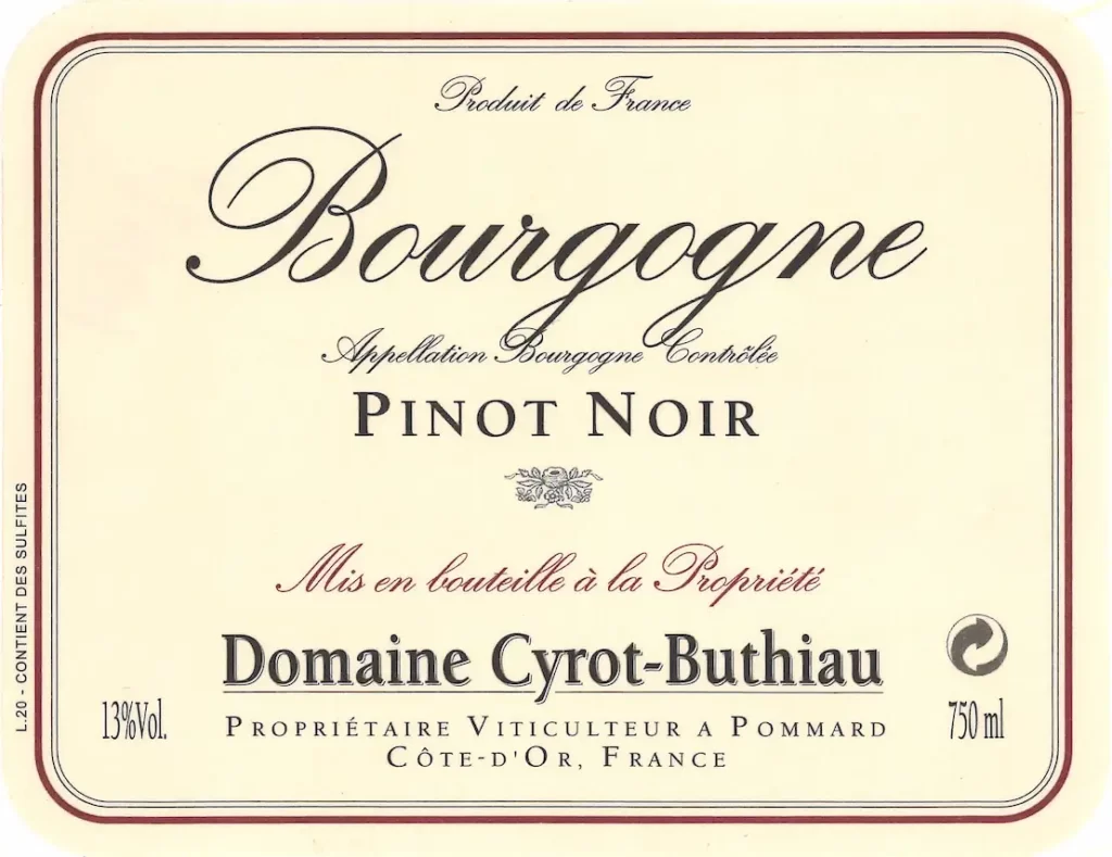 Bourgogne wine label